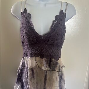 Boho style fit and flare purple knitted top